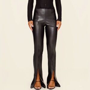 Black Faux Leather Seam Detail Split Hem Pants NEW 🏷️